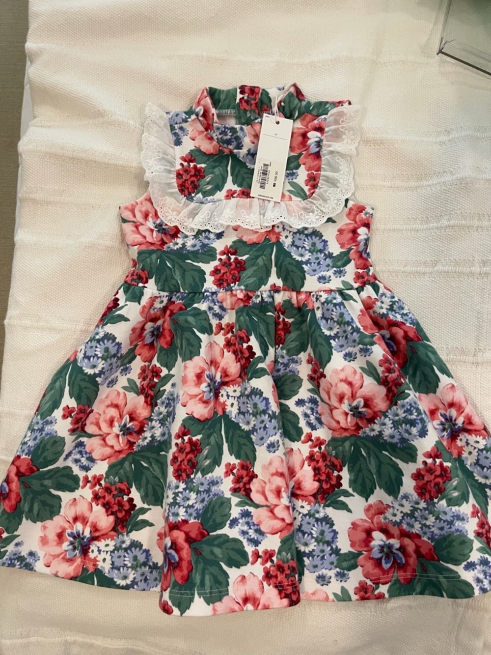NWT Janie and Jack Floral Eyelet Ruffle Ponte Dress, toddler girl 2T